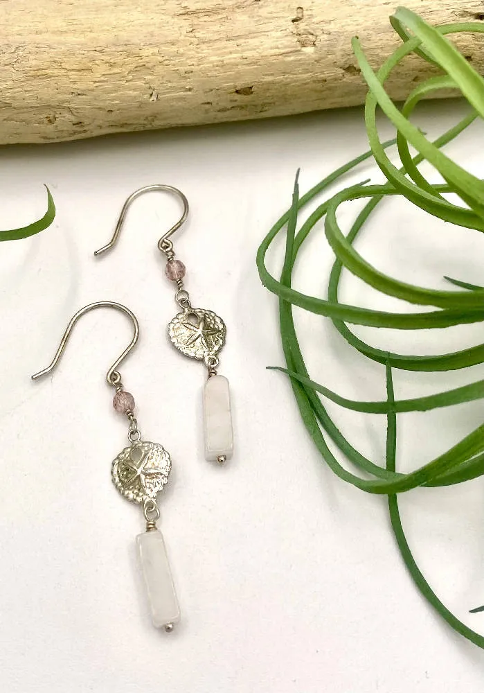 Rose Quartz Sand Dollar Earrings