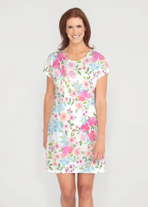 Rosie Dots (8053) ~ French Terry Short Sleeve Crew Dress