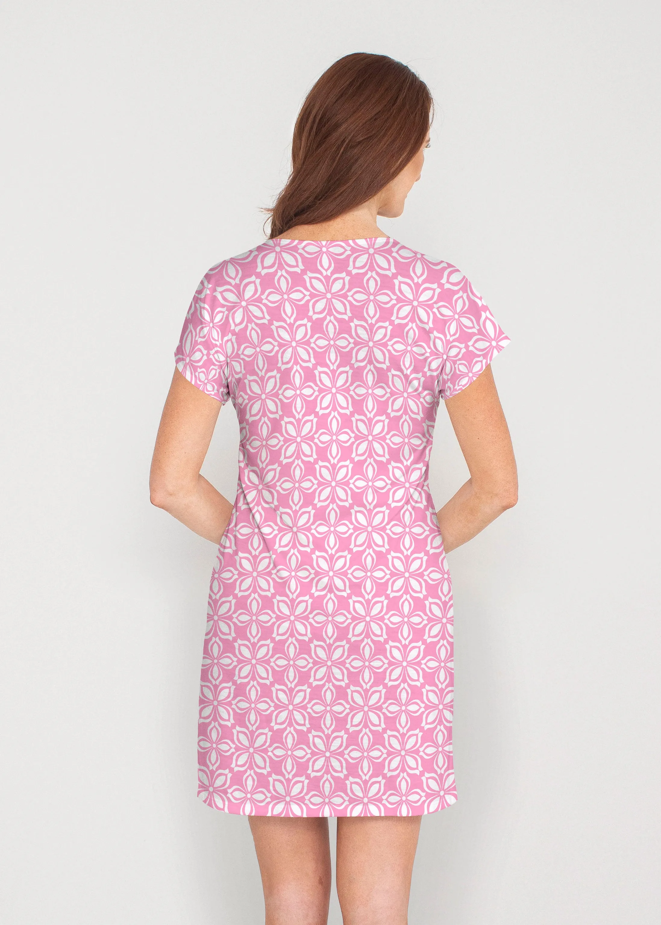 Rosie Dots (8053) ~ French Terry Short Sleeve Crew Dress