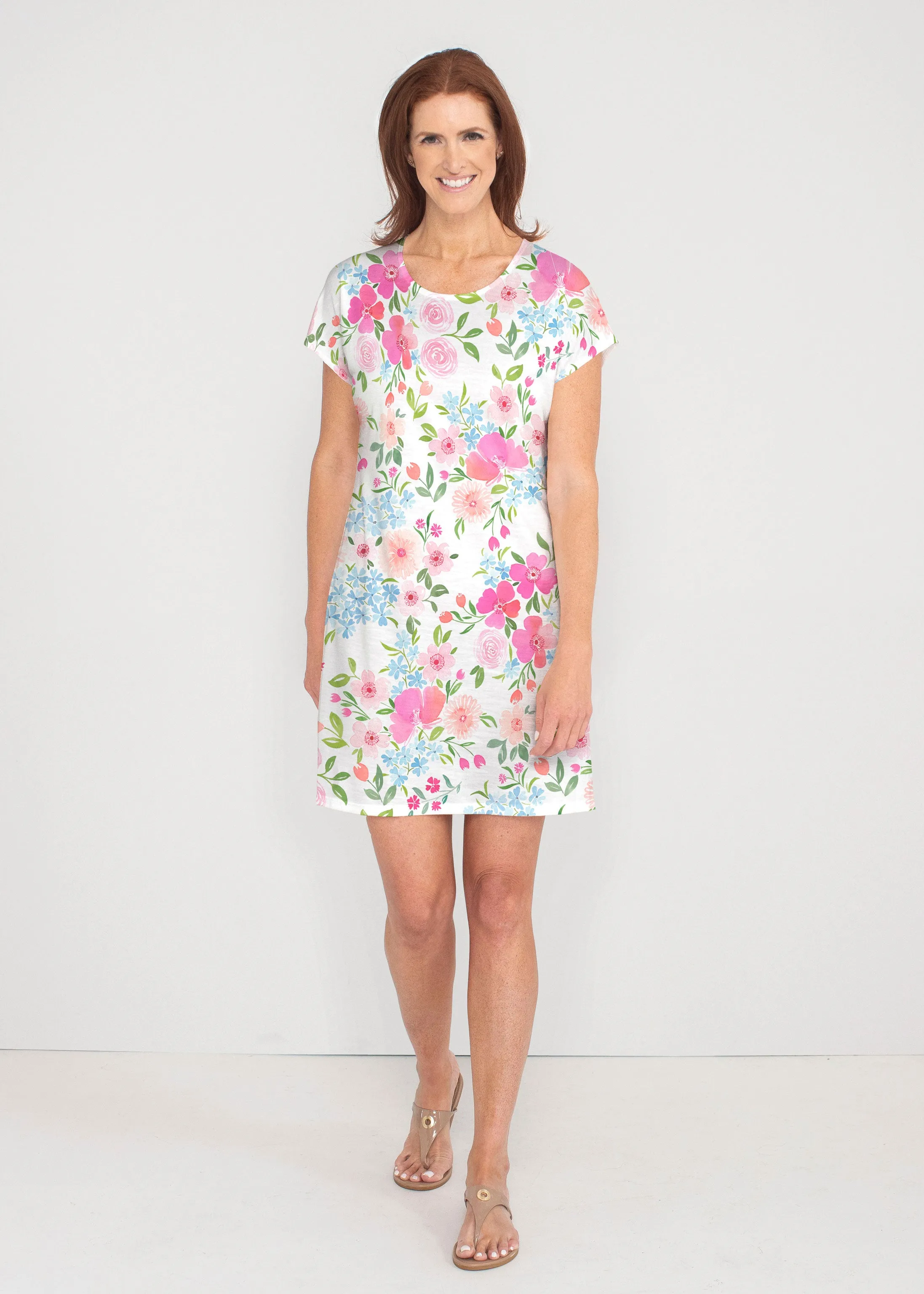 Rosie Dots (8053) ~ French Terry Short Sleeve Crew Dress