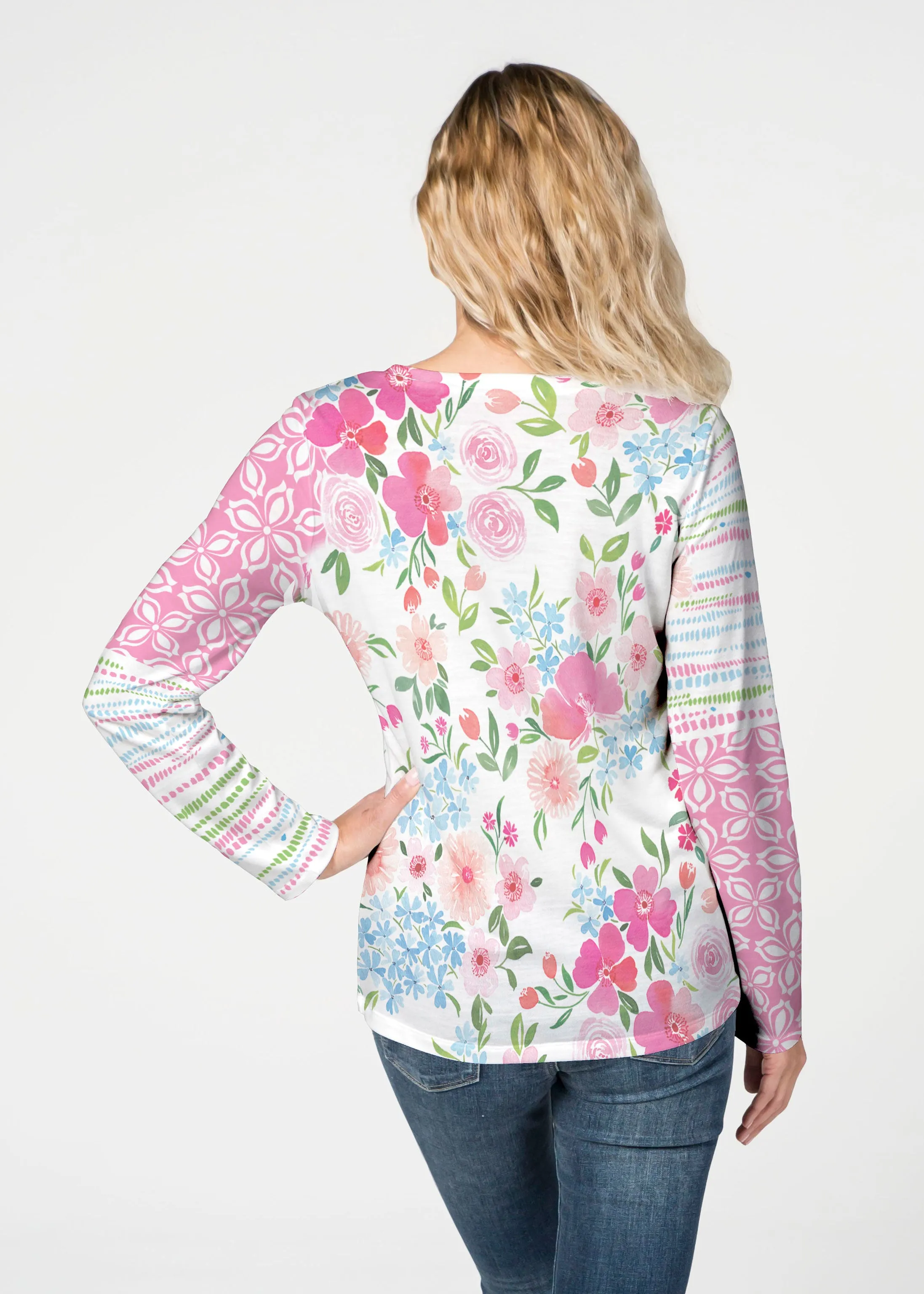Rosie Dots (8053) ~ French Terry V-neck Top