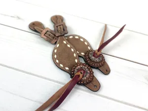 Roughout White Buckstitch Spur Straps