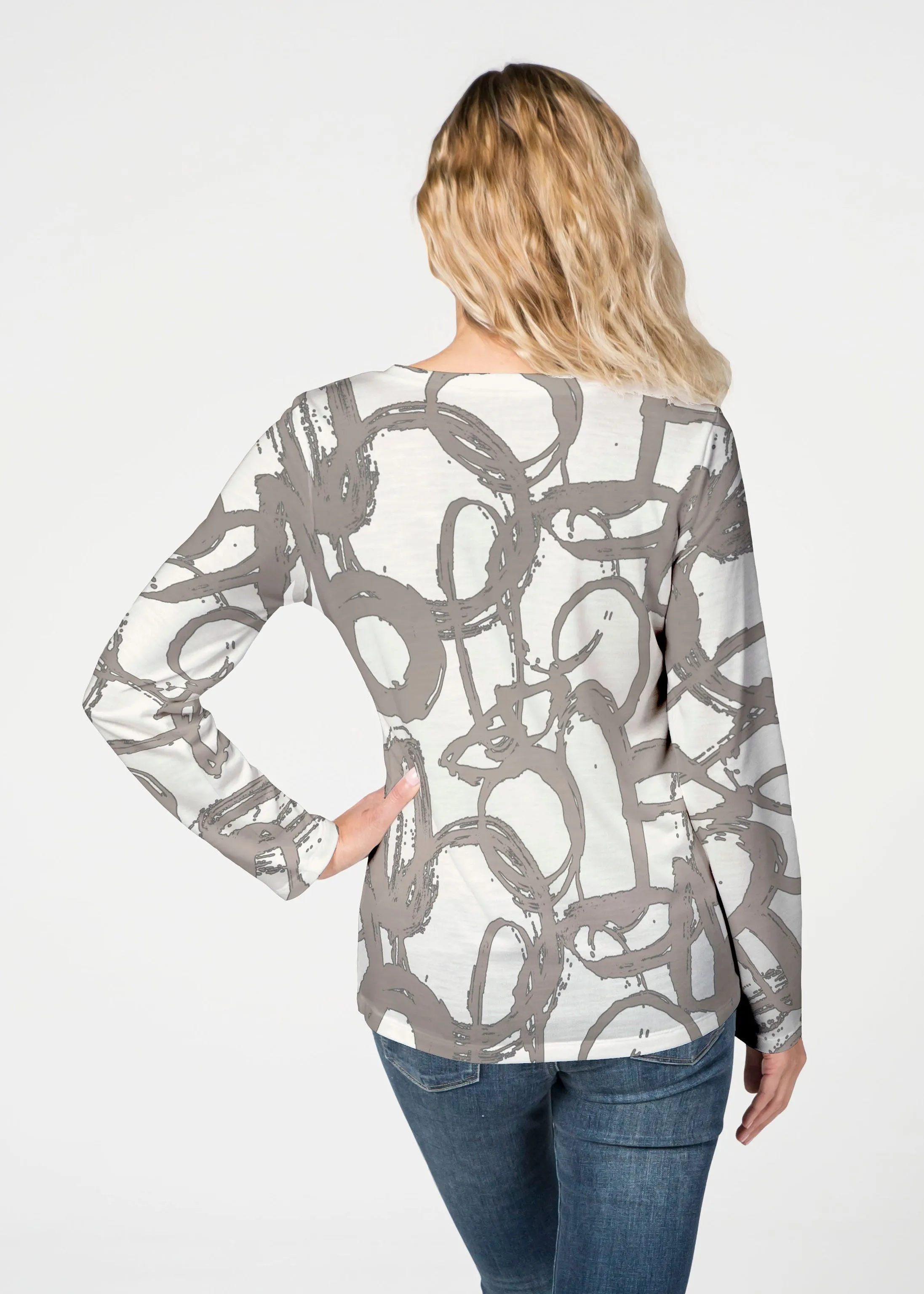 Round About (16261) ~ French Terry V-neck Top
