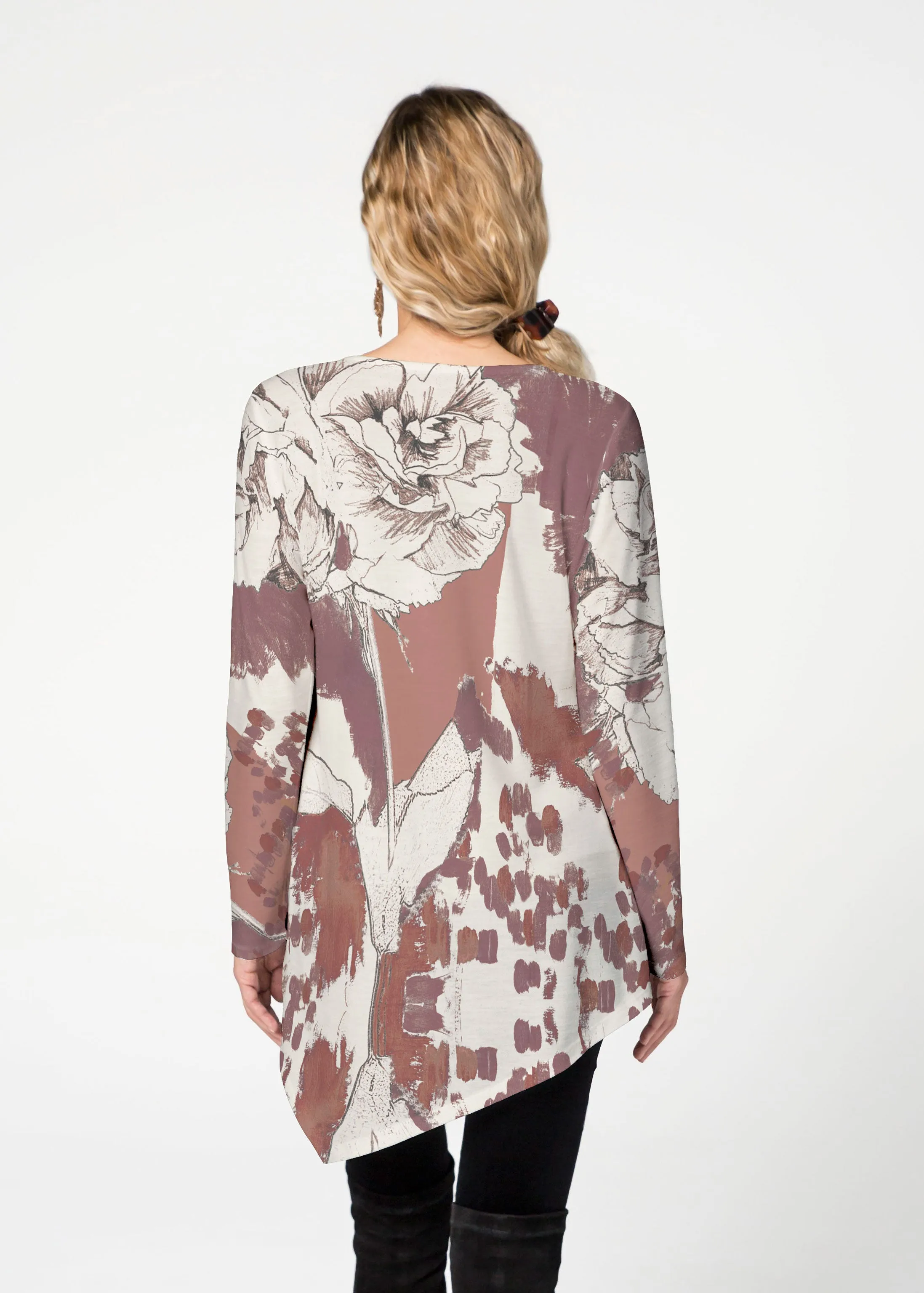 Rusty Rose (8062) ~ Asymmetrical French Terry Tunic