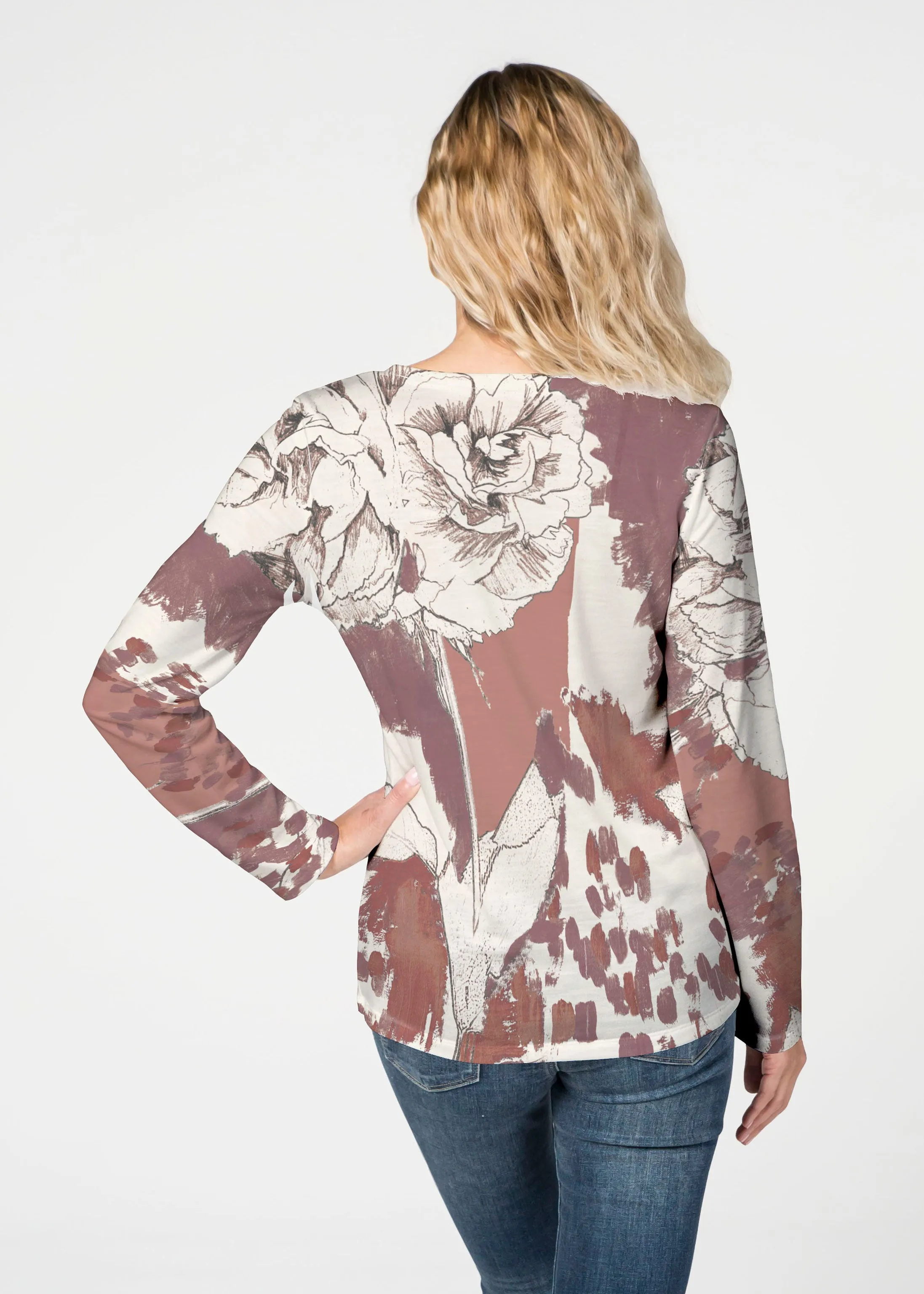 Rusty Rose (8062) ~ French Terry V-neck Top