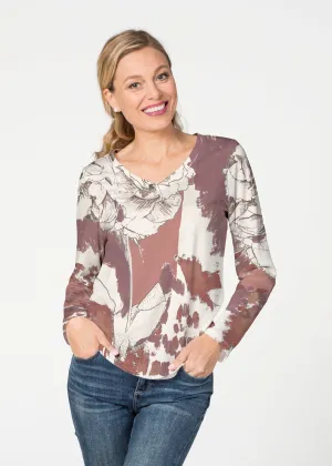 Rusty Rose (8062) ~ French Terry V-neck Top