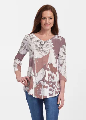 Rusty Rose (8062) ~ V-neck Flowy Tunic