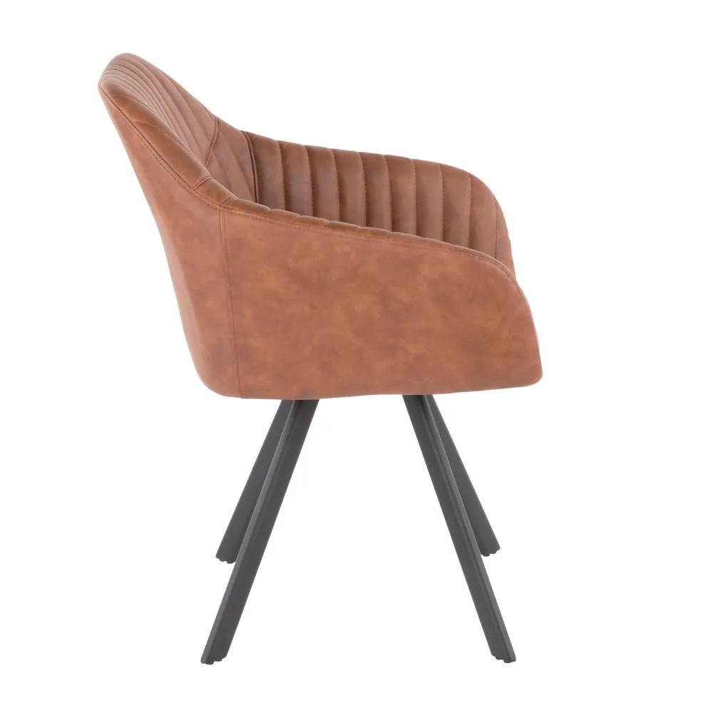 Rylee Upholstered Clubhouse Pleated Arm Chair (Set of 2) by Mercury Row in ultra soft Brown faux leather upholstery! Retails $599 