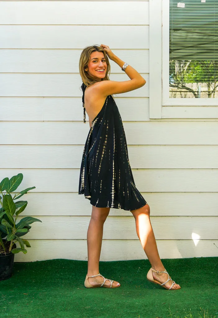 S9527- Shibori Tie Dye Boho Short Dress