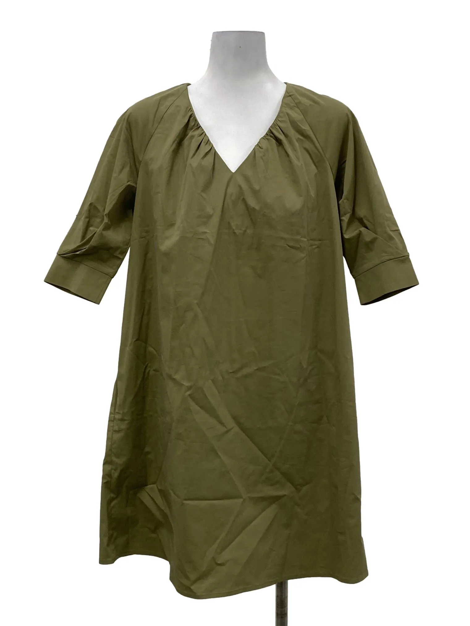 Sage Green V-Neck Dress OSN
