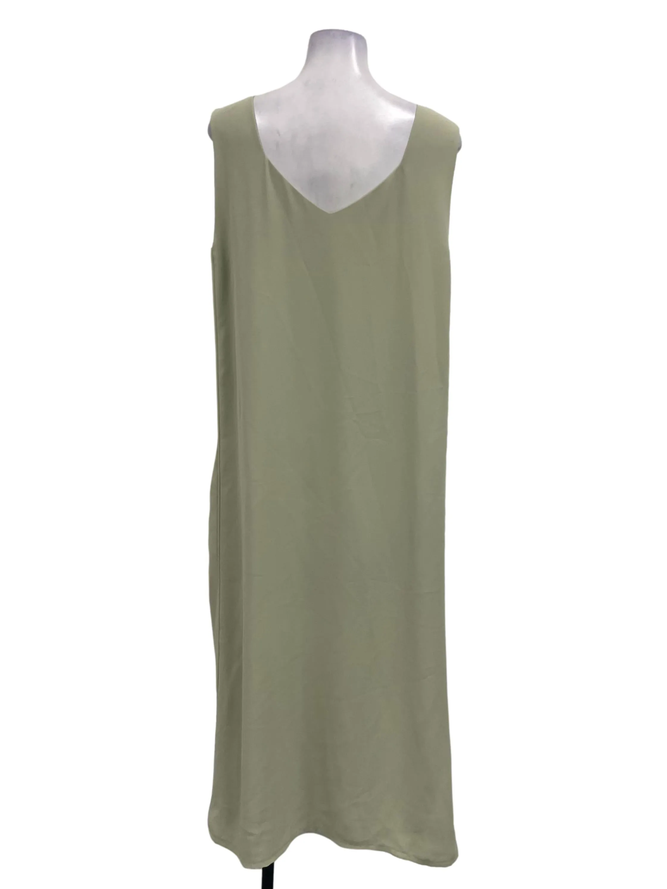 Sage Green V-Neck Sleeveless Dress OSN
