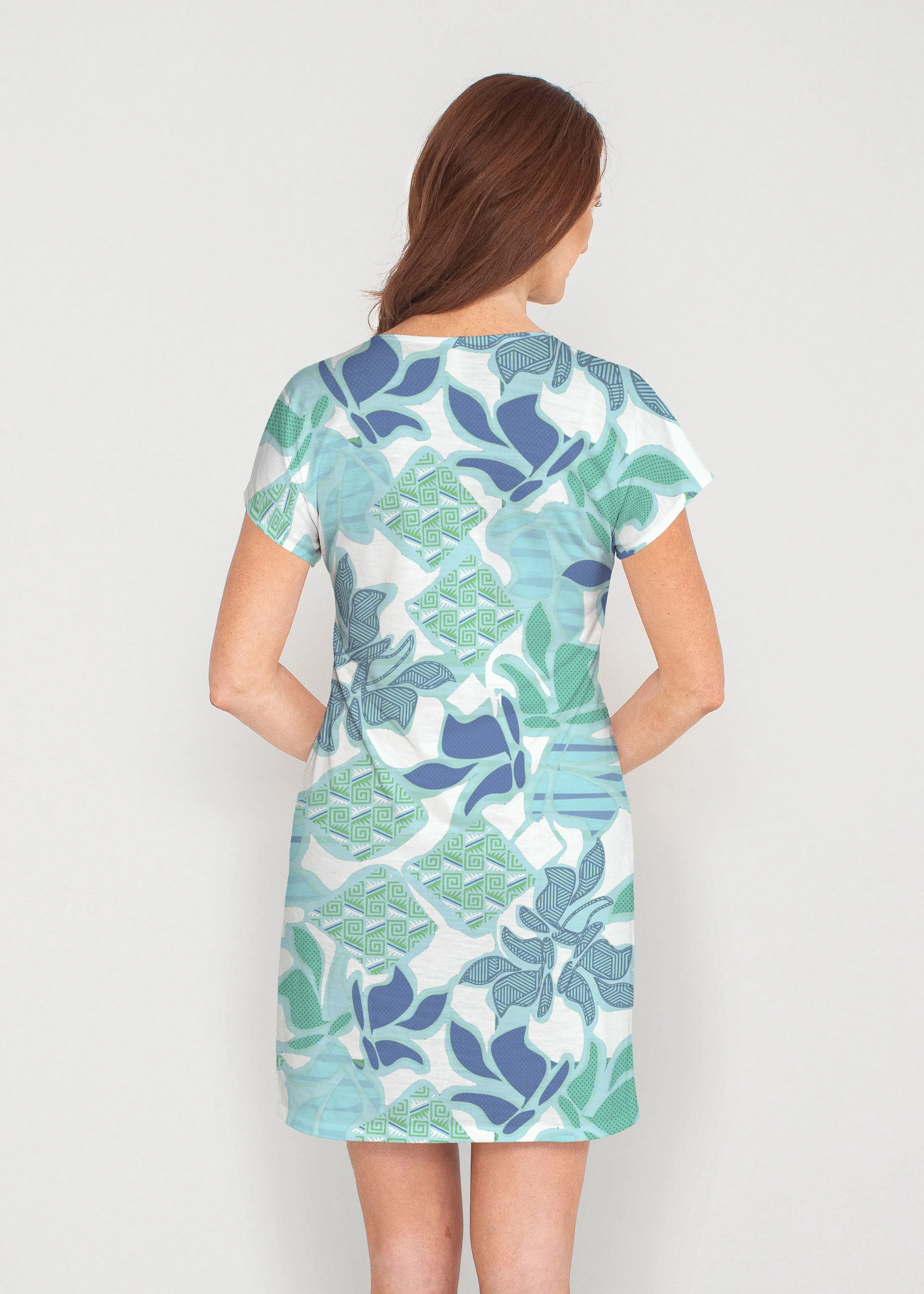 Sail Blue (8087) ~ French Terry Short Sleeve Crew Dress