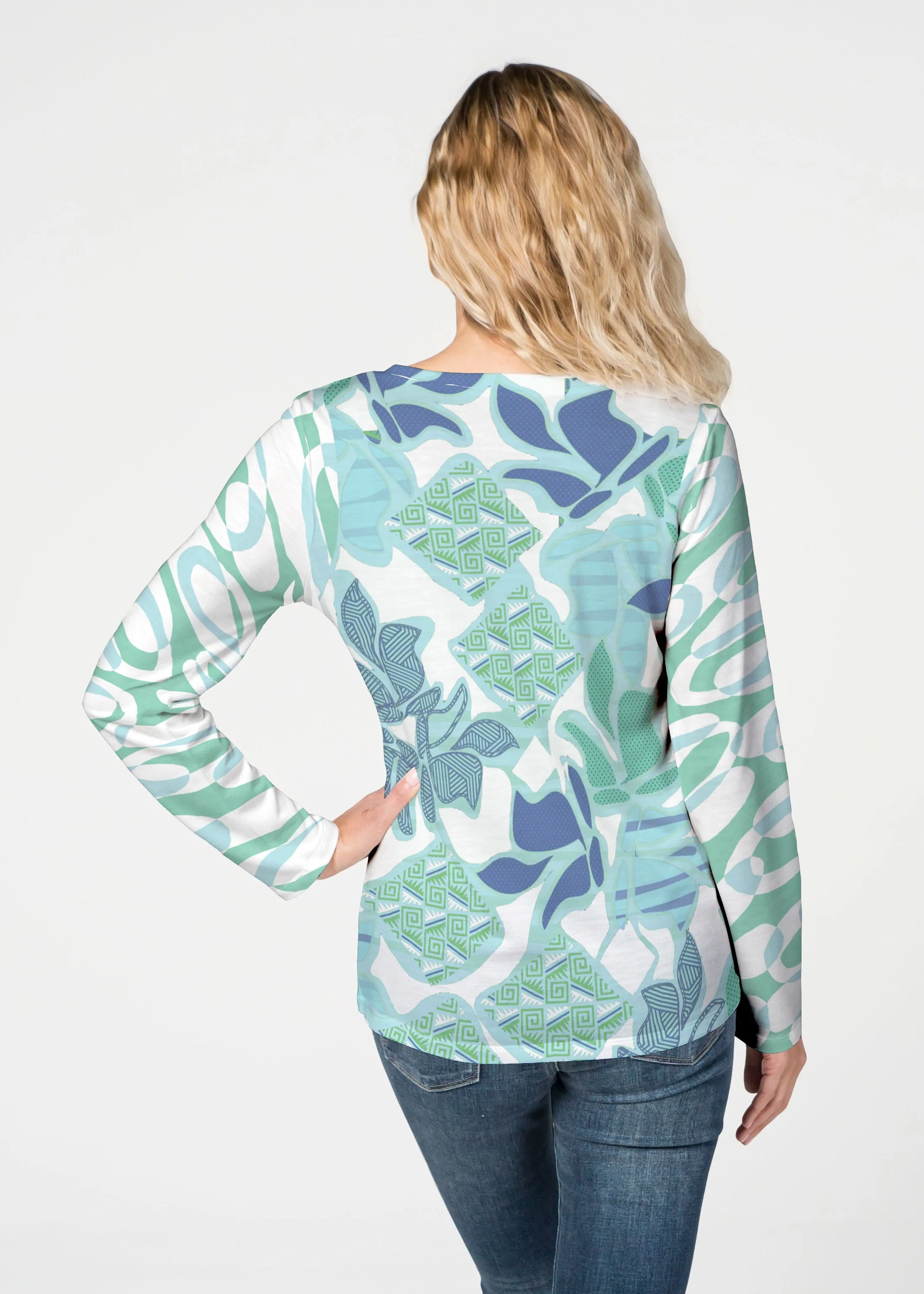 Sail Blue (8087) ~ French Terry V-neck Top