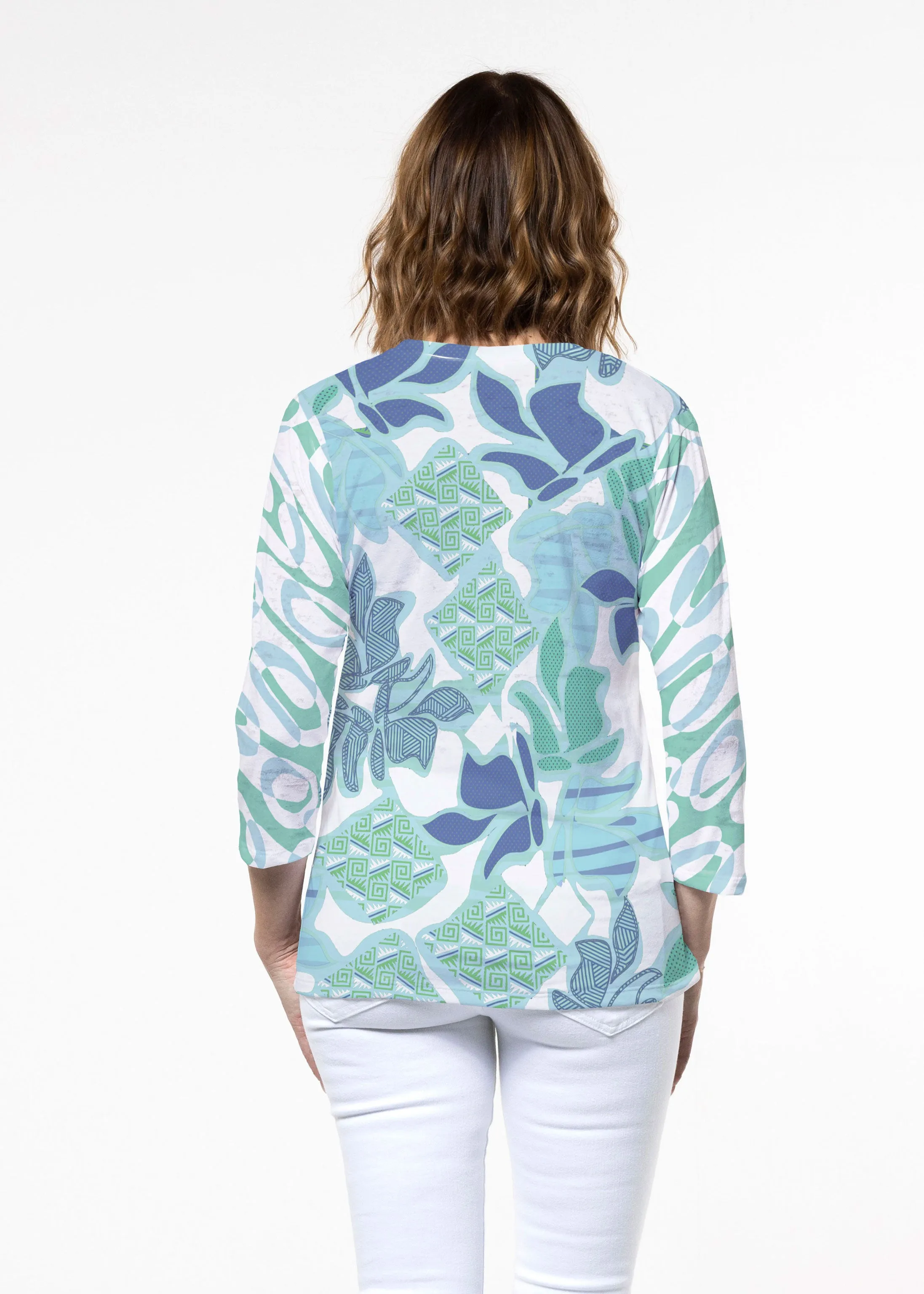 Sail Blue (8087) ~ Signature 3/4 Sleeve Crew Neck Top