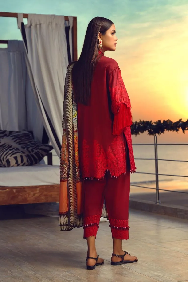 Sana Safinaz Eid Wear in Deep Red Color #M0051