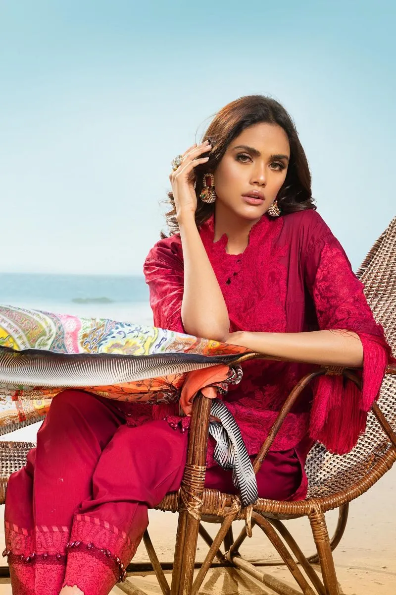 Sana Safinaz Eid Wear in Deep Red Color #M0051