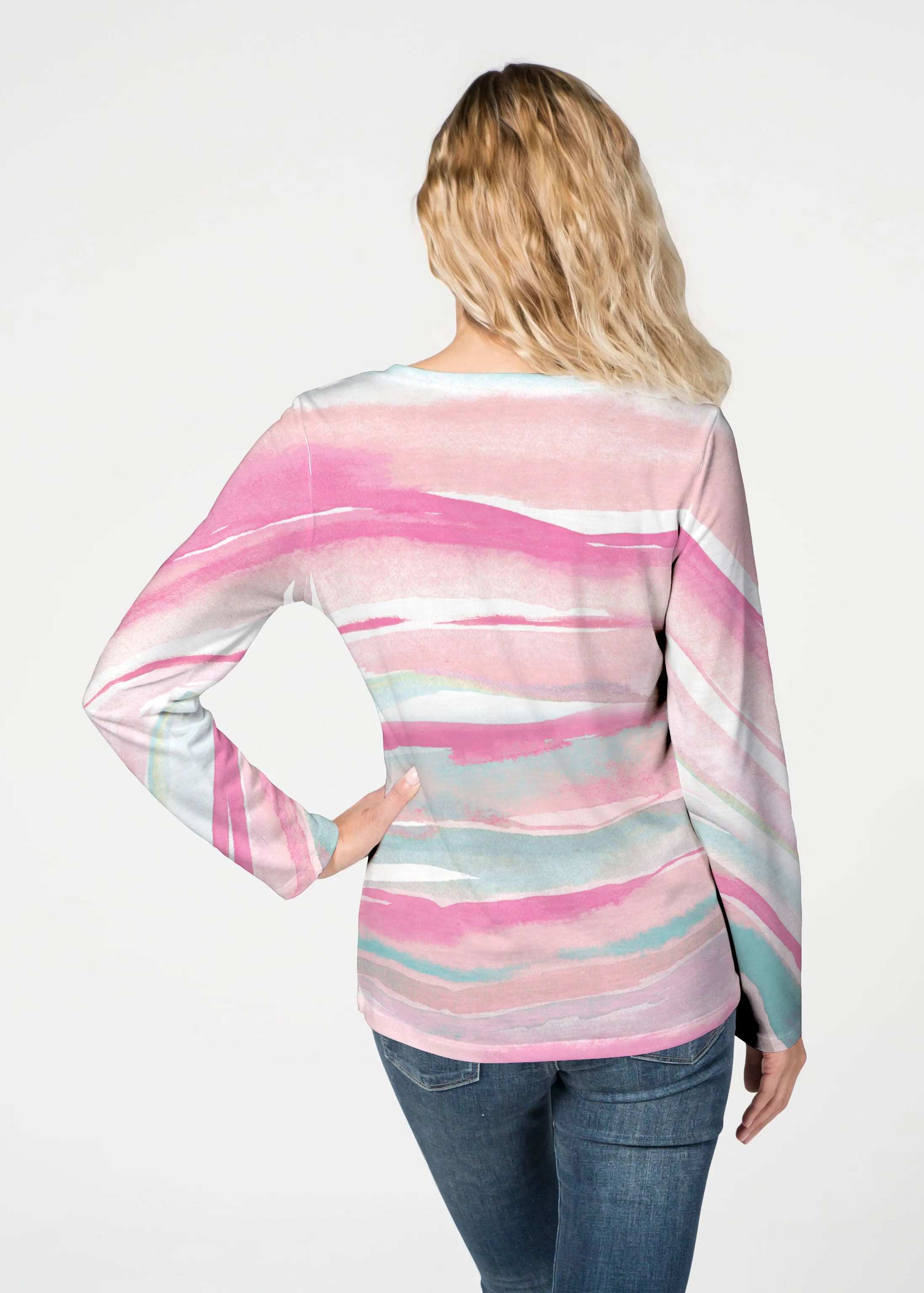 Sand Dunes Pink (16250) ~ French Terry V-neck Top