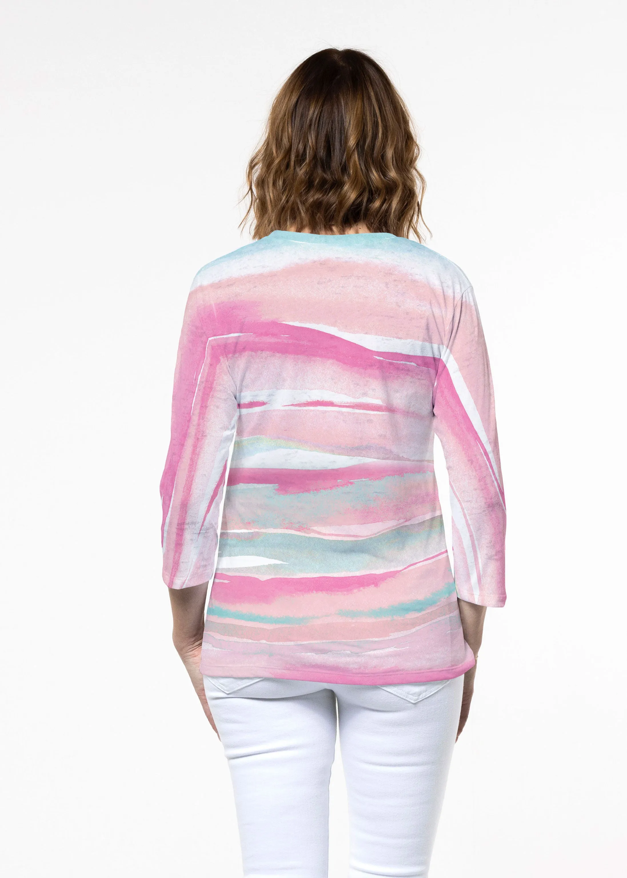 Sand Dunes Pink (16250) ~ Signature 3/4 Sleeve Crew Neck Top