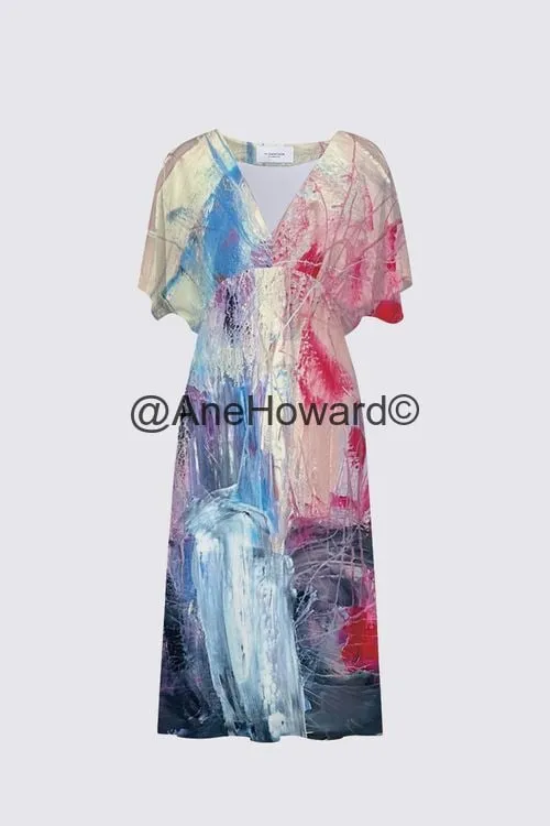 Sarah V-neck Dress - Abstract Sailing