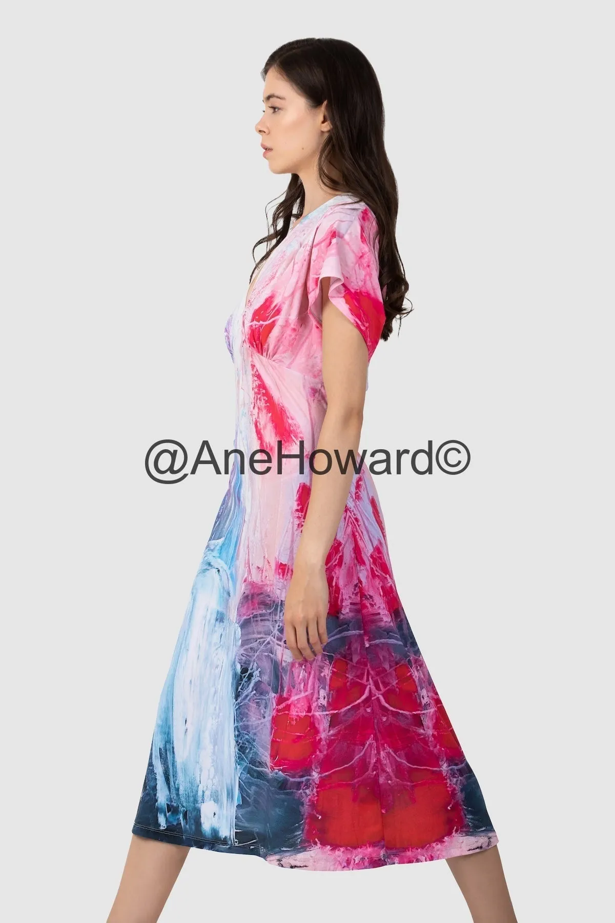 Sarah V-neck Dress - Abstract Sailing