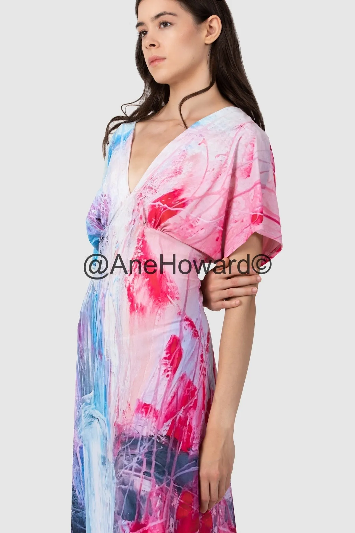 Sarah V-neck Dress - Abstract Sailing