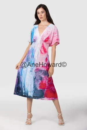 Sarah V-neck Dress - Abstract Sailing