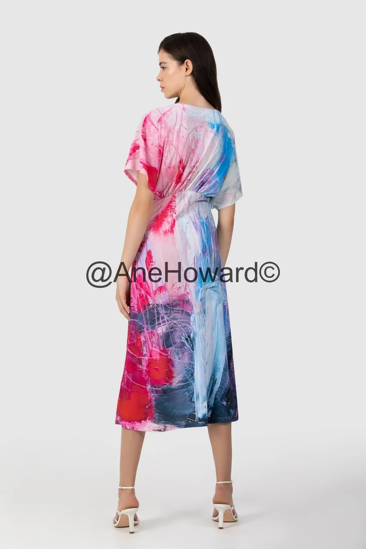 Sarah V-neck Dress - Abstract Sailing