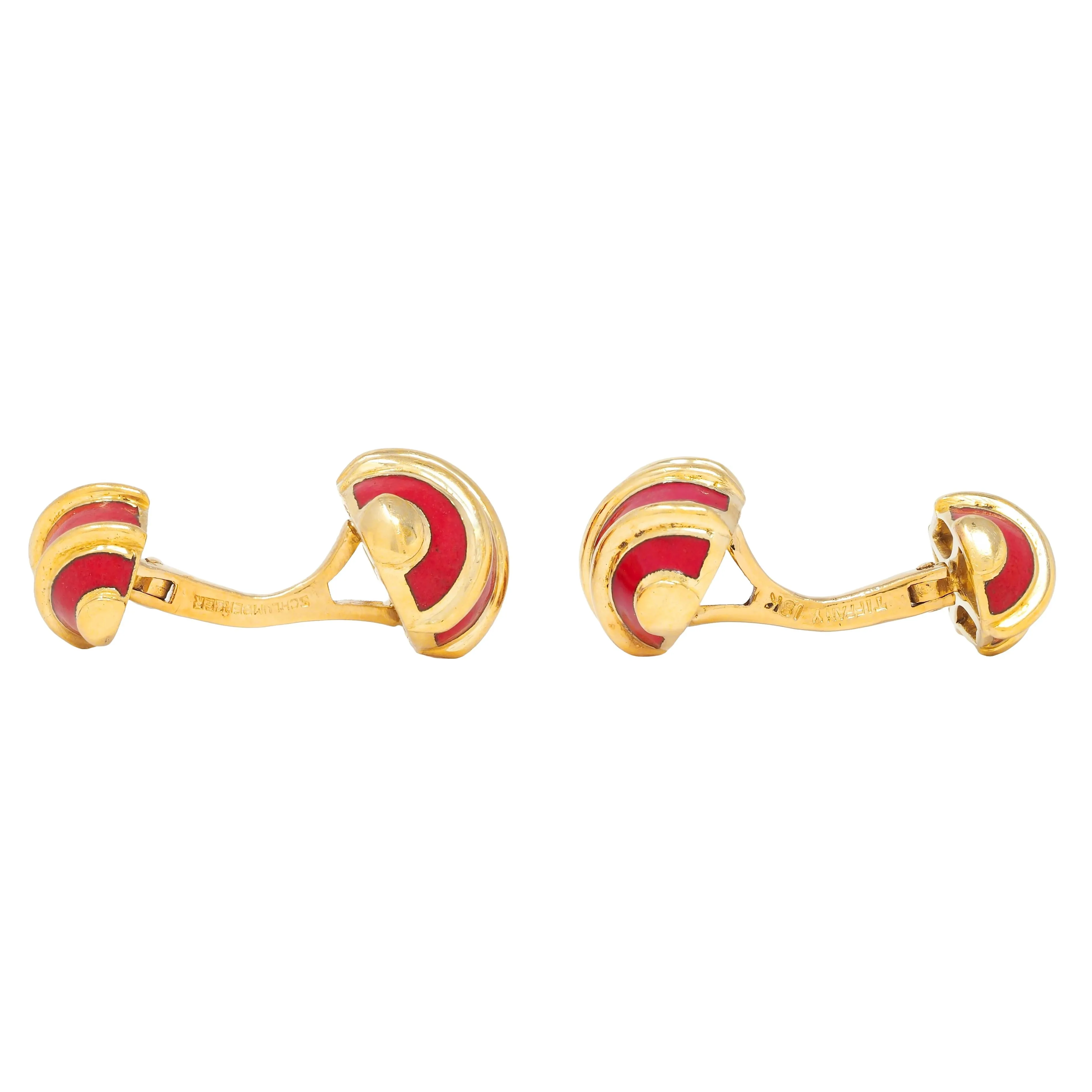 Schlumberger Tiffany & Co. 1960's Carnelian 18 Karat Yellow Gold Vintage Egg Cufflinks