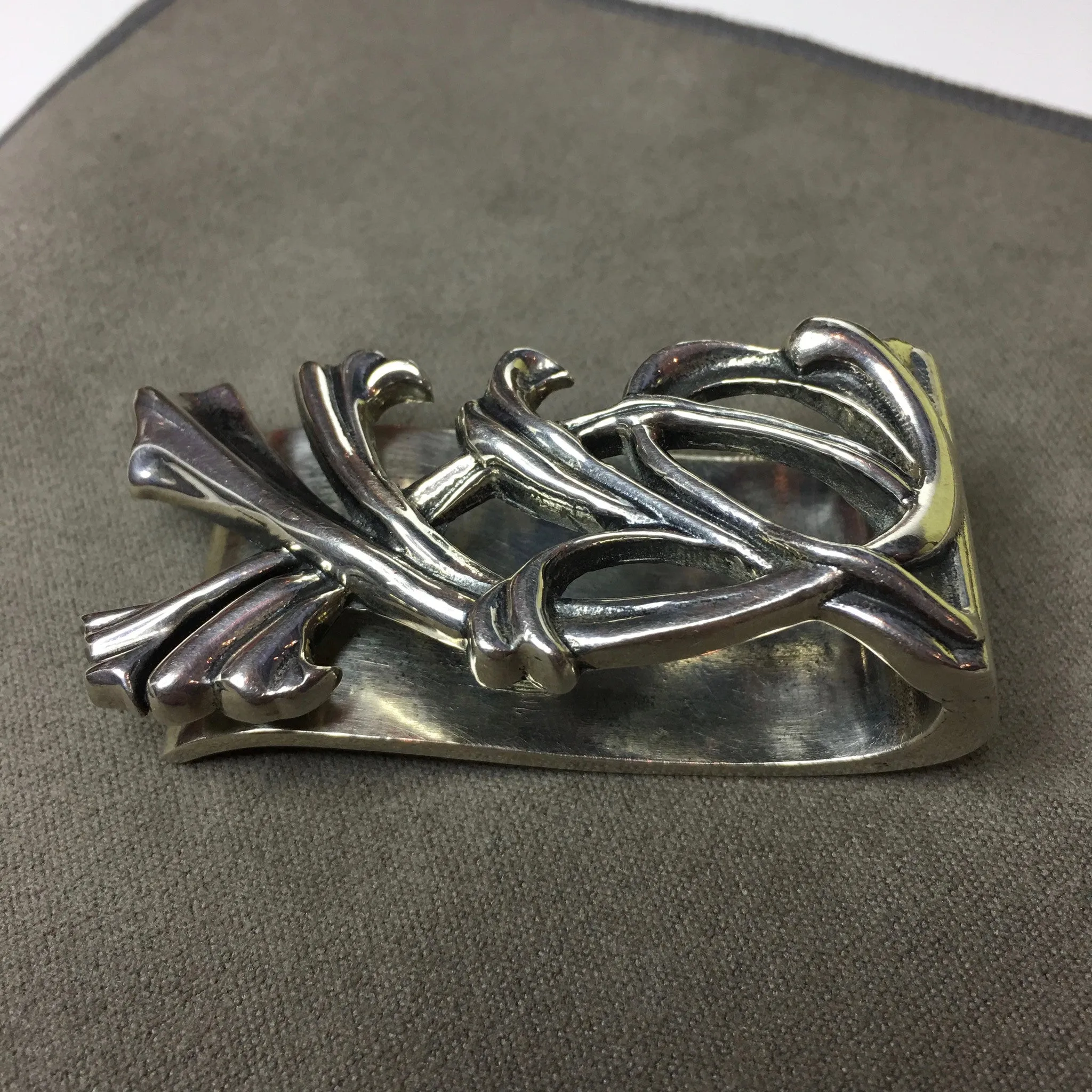 Sean Coyle Thick "Blossoming Vine" Money Clip Heavy Sterling Silver .925