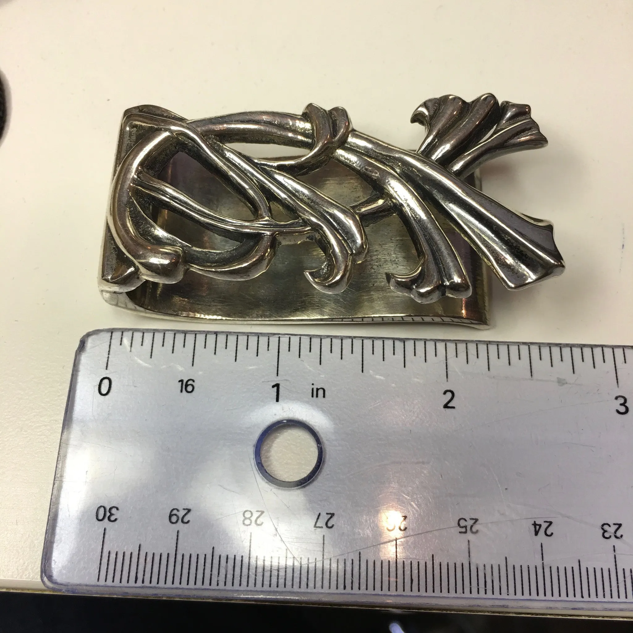 Sean Coyle Thick "Blossoming Vine" Money Clip Heavy Sterling Silver .925