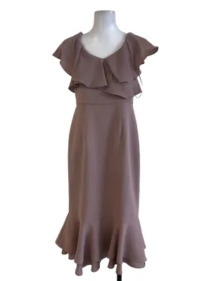 Sepia Beige Ruffled Drop Waist Dress