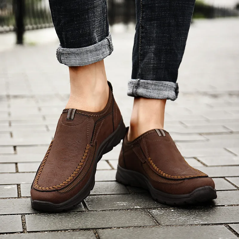 Set foot youth large men's casual leather shoes