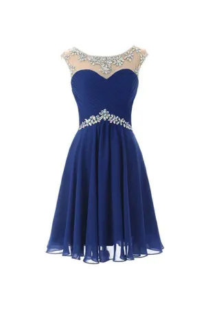 Sexy Royal Bule Chiffon Short Homecoming Dresses  PG016
