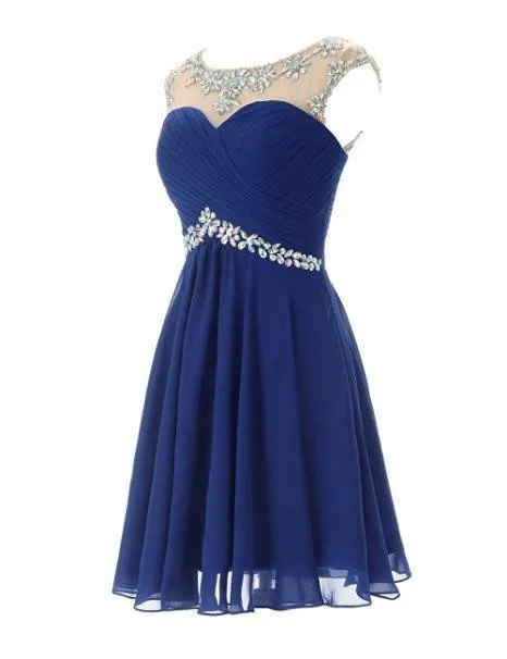 Sexy Royal Bule Chiffon Short Homecoming Dresses  PG016