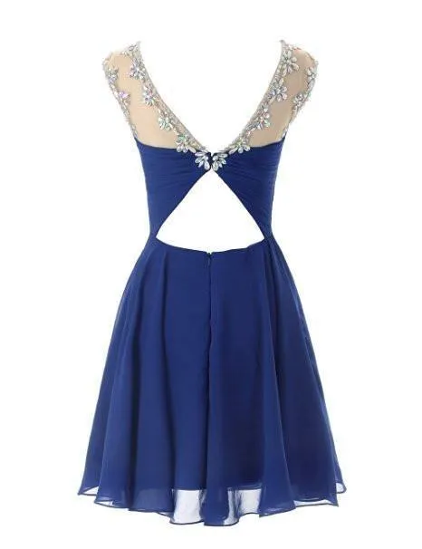 Sexy Royal Bule Chiffon Short Homecoming Dresses  PG016