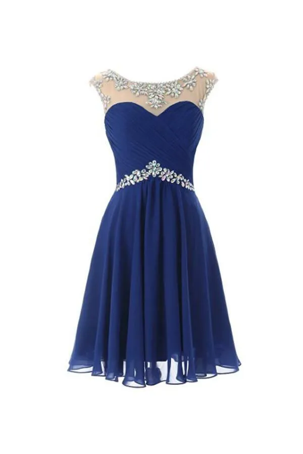 Sexy Royal Bule Chiffon Short Homecoming Dresses  PG016