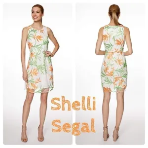 SHELLI SEGAL Floral Embroidered A-line Dress lace