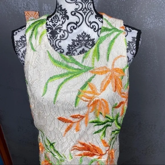 SHELLI SEGAL Floral Embroidered A-line Dress lace
