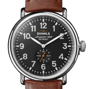 Shinola 47MM Runwell Cool Gray Dial Cognac Leather Watch S0120018330