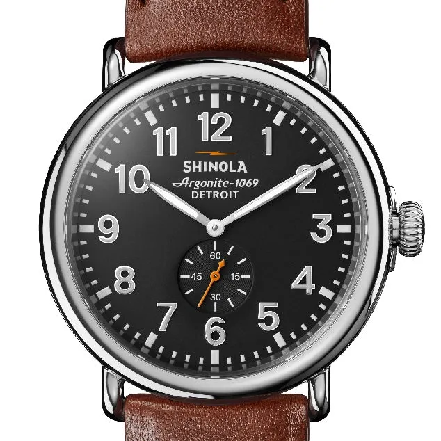 Shinola 47MM Runwell Cool Gray Dial Cognac Leather Watch S0120018330