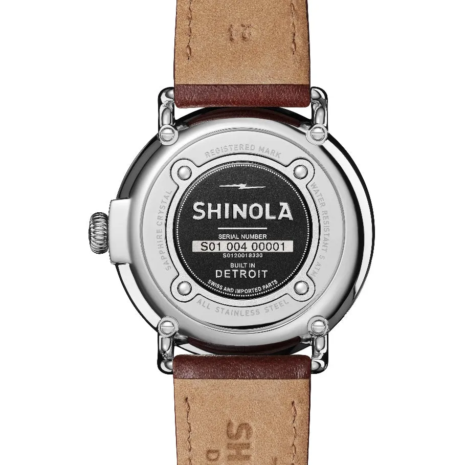 Shinola 47MM Runwell Cool Gray Dial Cognac Leather Watch S0120018330