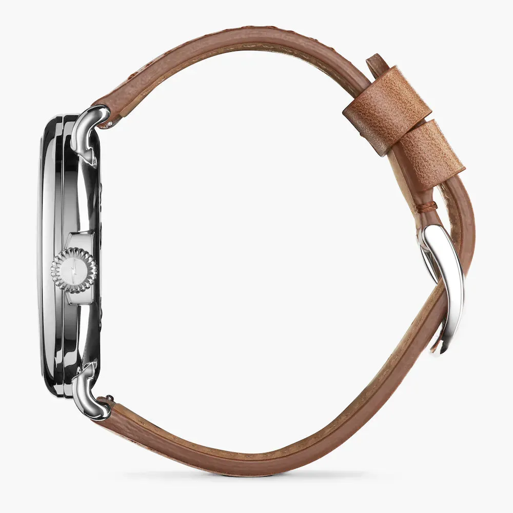 Shinola, The Runwell 47mm Stone Blue Dial Brown Leather