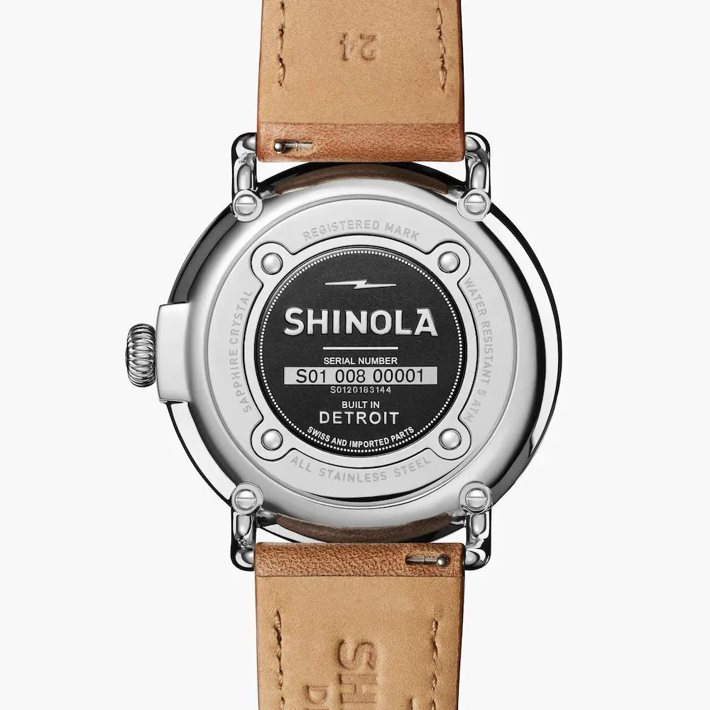 Shinola, The Runwell 47mm Stone Blue Dial Brown Leather