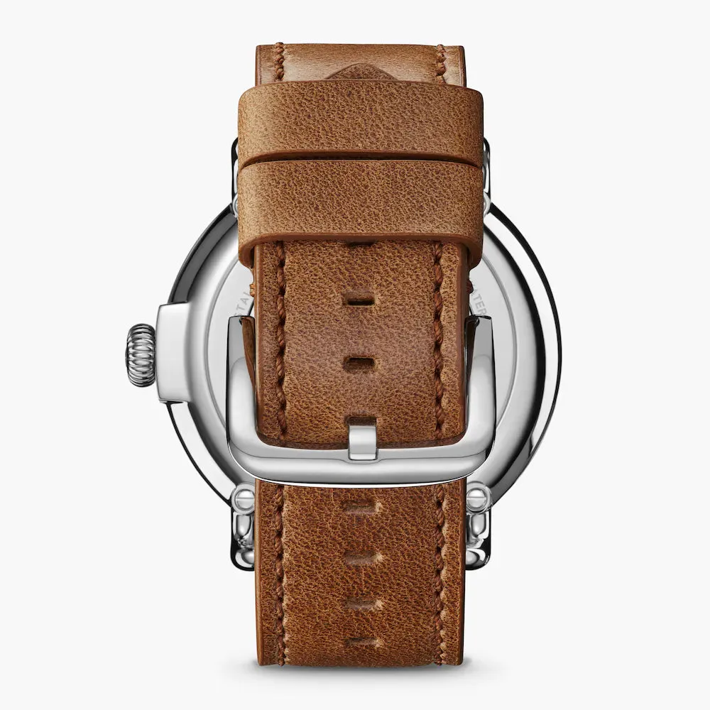 Shinola, The Runwell 47mm Stone Blue Dial Brown Leather