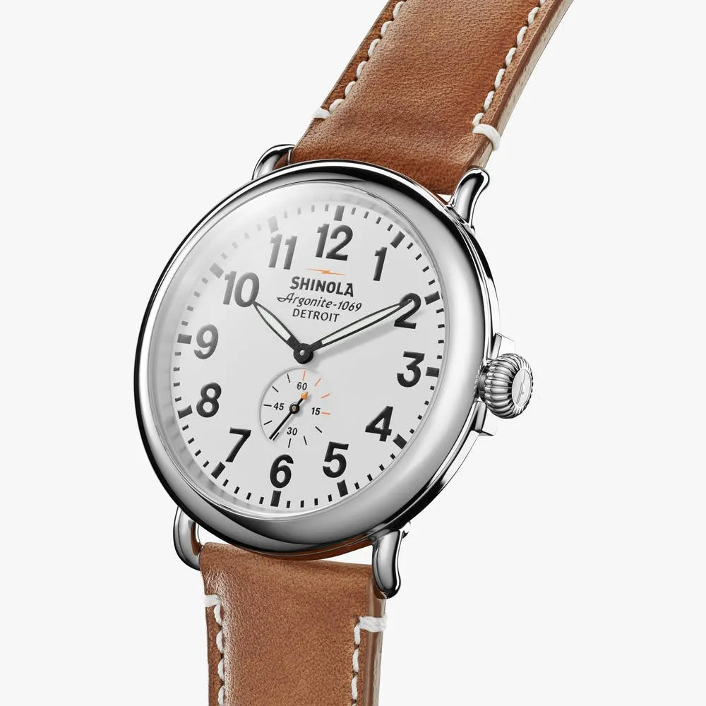Shinola The Runwell White Dial Tan Leather Men's Watch S0110000010