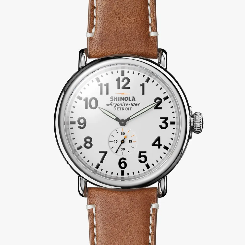 Shinola The Runwell White Dial Tan Leather Men's Watch S0110000010