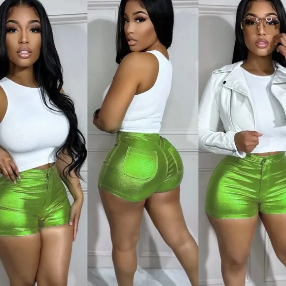Shiny Leather Shorts for Women - Comfortable and Chic Party Outfit Bottom