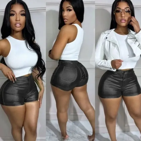 Shiny Leather Shorts for Women - Comfortable and Chic Party Outfit Bottom