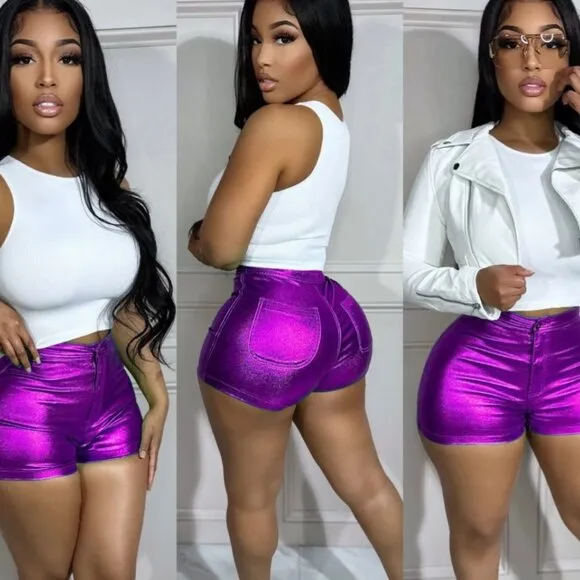 Shiny Leather Shorts for Women - Comfortable and Chic Party Outfit Bottom