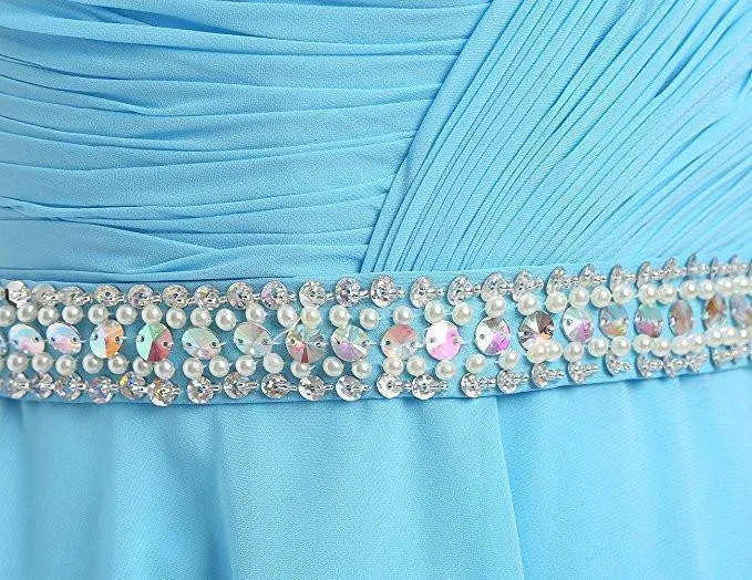 Short Homecoming Dress Ruched Chiffon Prom Dress with Beads PG074